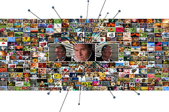 Artificial Intelligence Concept: Human Face Recognized in Image Grid
