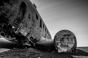 Black and White DC-3 Plane Wreckage in Solheimasandur Iceland