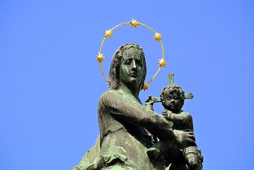 Bronze Statue of Madonna and Child with Star Halo