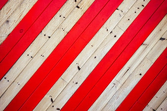 Diagonal Red and Natural Wood Planks Pattern