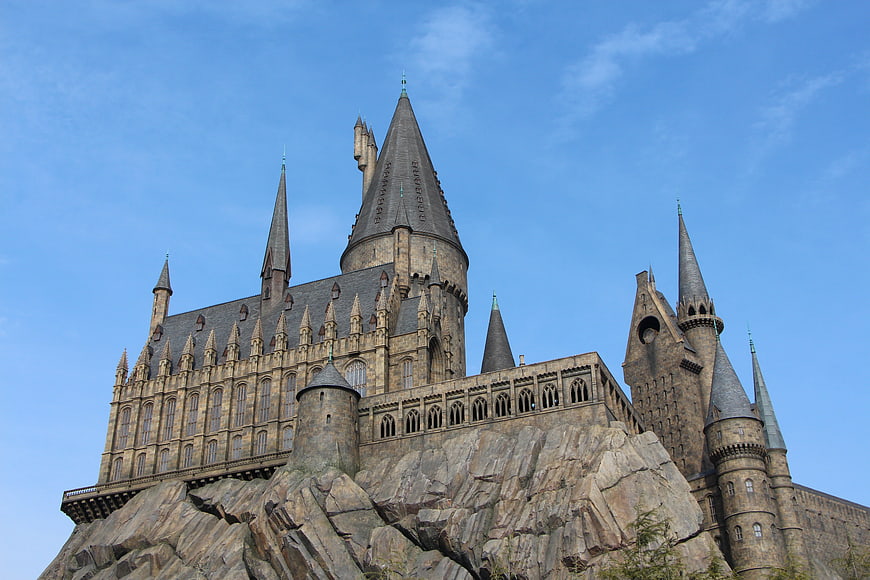 Hogwarts Castle at Universal Studios Japan against blue sky
