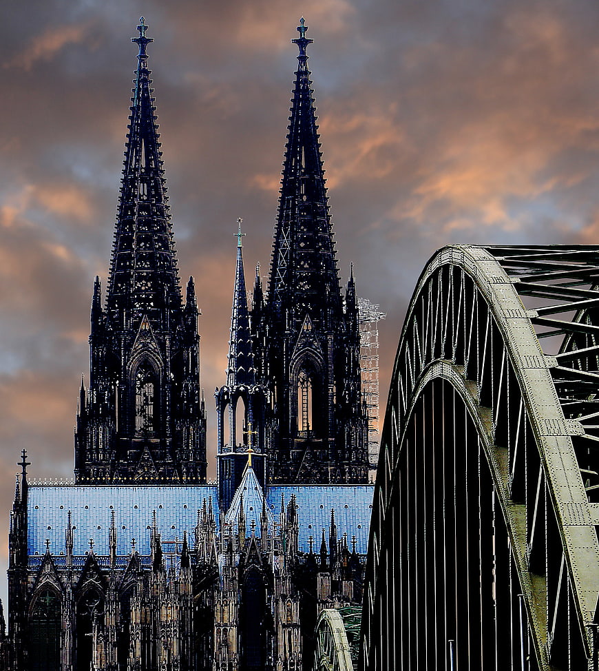 Cologne Cathedral and Hohenzollern Bridge at Sunset
