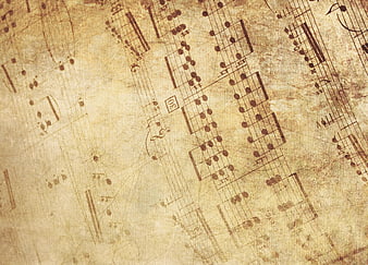 Vintage sheet music background with musical notes and staves
