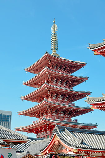 Sensoji Temple Five-Story Pagoda in Asakusa Tokyo Japan