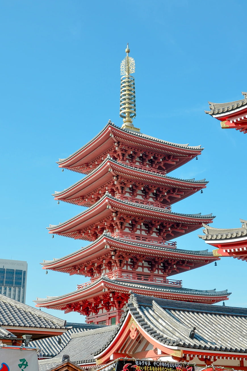 Sensoji Temple Five-Story Pagoda in Asakusa Tokyo Japan
