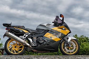Side Profile Of BMW K1200S Sport Motorcycle With Gold Wheels