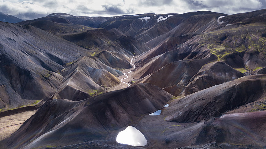 Aerial View of Colorful Landmannalaugar Mountains in Iceland