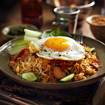 Delicious Nasi Goreng Fried Rice with Fried Egg