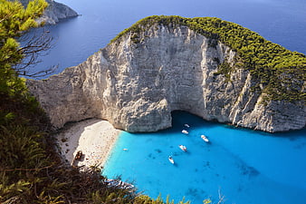 Aerial View of Navagio Beach Shipwreck and Turquoise Lagoon