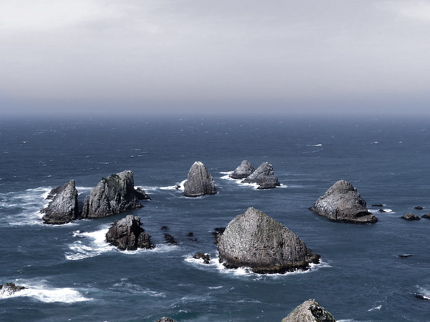 Dramatic coastal sea stacks rising from the ocean