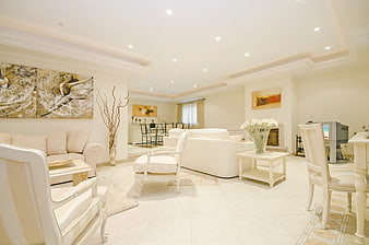 Luxurious White Living Room Interior With Elegant Furniture