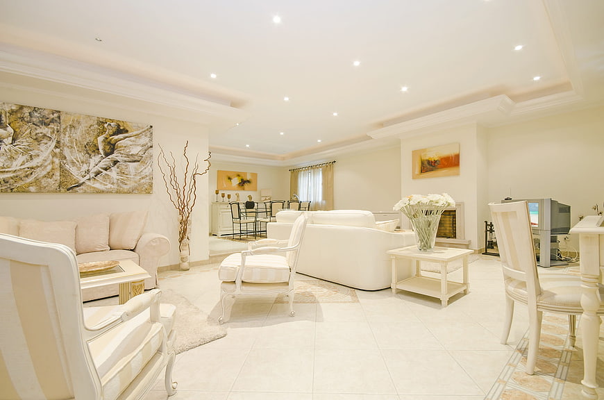 Luxurious White Living Room Interior With Elegant Furniture