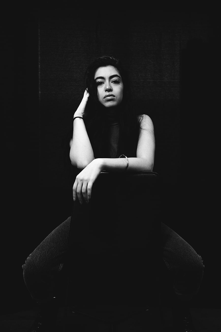 Dramatic Black and White Portrait of a Woman