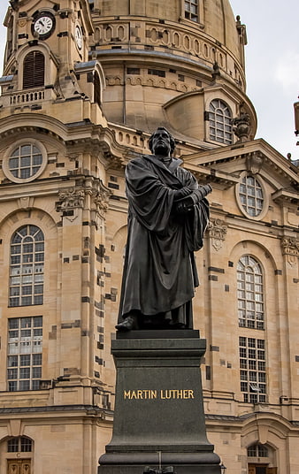 Martin Luther Statue in Front of Frauenkirche Dresden