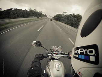 First-Person Motorcycle Ride On Highway With GoPro Helmet