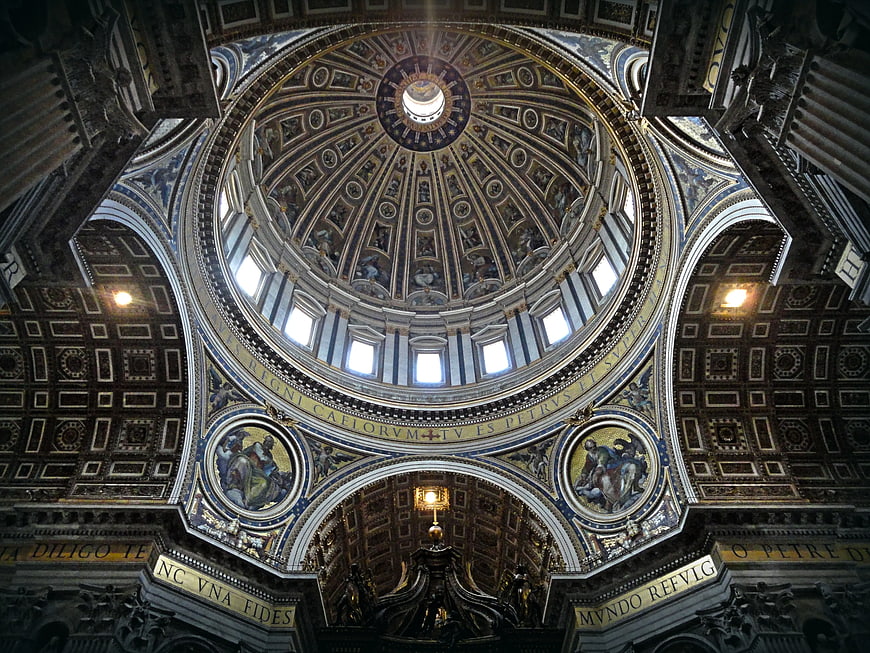 Interior of St. Peter's Basilica Dome in Vatican City