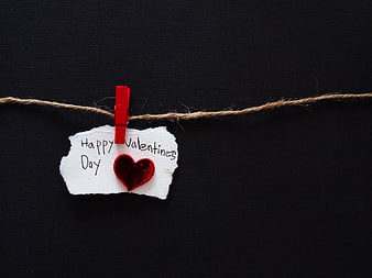 Happy Valentine's Day Note on Black Background