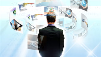 Businessman viewing digital technology and internet concepts
