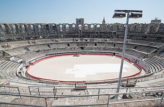 Interior view of the Arles Amphitheatre in France