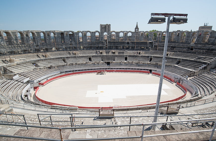 Interior view of the Arles Amphitheatre in France