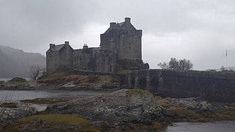 Eilean Donan Castle on a Misty Overcast Day