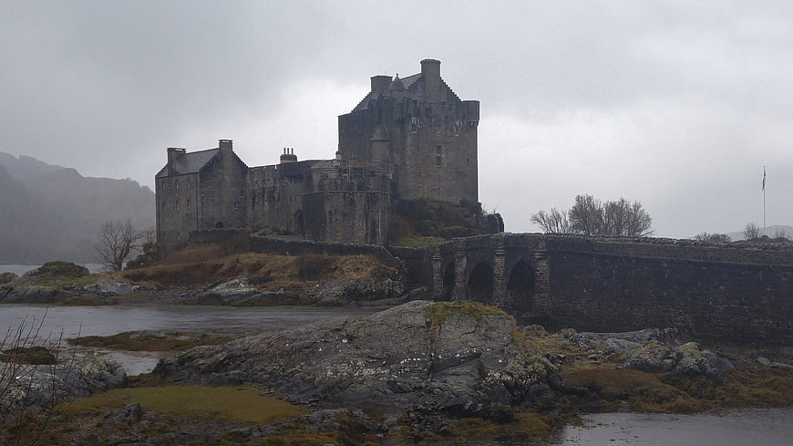 Eilean Donan Castle on a Misty Overcast Day
