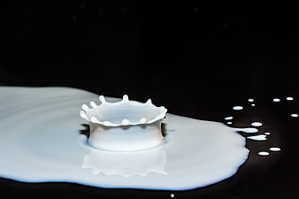 High-speed milk splash crown on black background