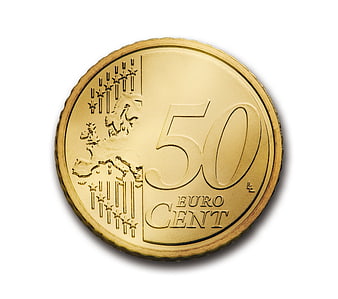 Isolated 50 Euro Cent Coin on White Background