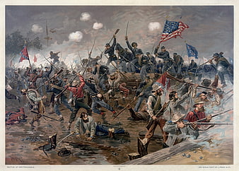 Historical Lithograph of the Battle of Spotsylvania Civil War Combat