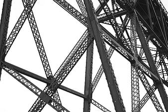 Black and White Steel Bridge Girder Lattice Abstract Structure