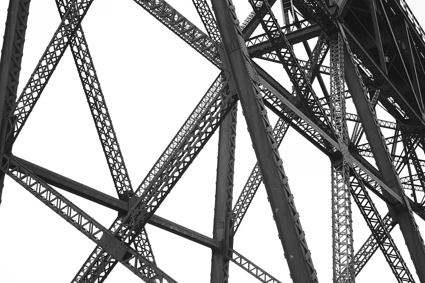 Black and White Steel Bridge Girder Lattice Abstract Structure