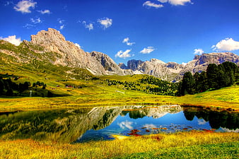 Alpine Lake Reflection in the Dolomites, Italy