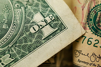 Close-up of US Dollar Bills and Currency