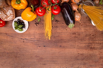 Fresh Italian Pasta Ingredients on Rustic Wooden Table