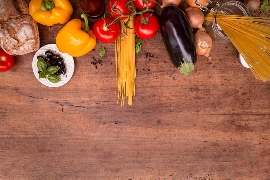 Fresh Italian Pasta Ingredients on Rustic Wooden Table