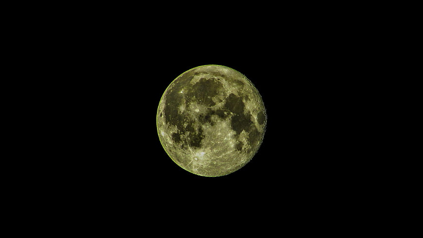 Full Moon Against Black Night Sky