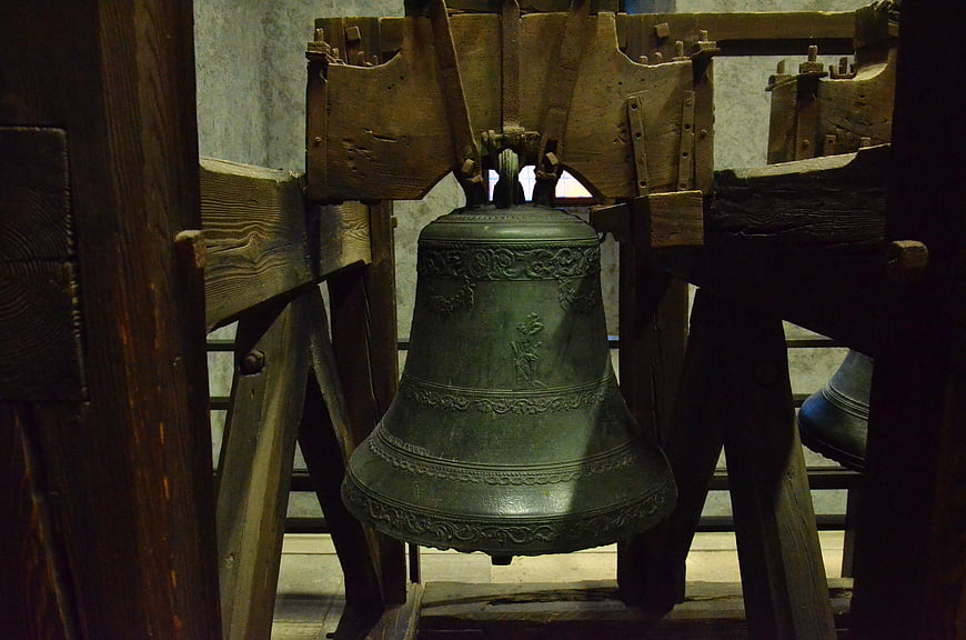 Antique Bronze Bell in Wooden Frame at Museo Castelvecchio