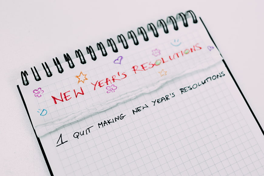Humorous New Year's Resolution Notebook Page