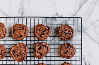 Top View of Chocolate Cookies on Cooling Rack