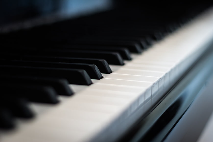 Close-up of Piano Keys with Shallow Depth of Field