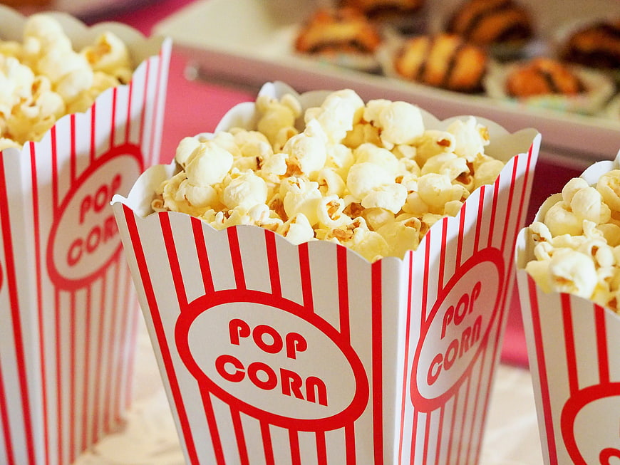 Red and White Striped Popcorn Boxes for Movie Party
