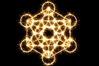 Golden Sparkler Metatron's Cube Sacred Geometry Symbol