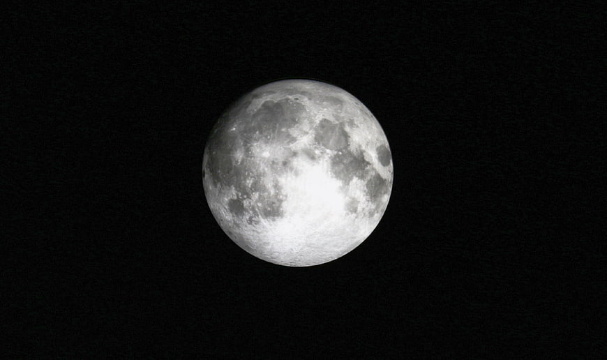Full Moon Close Up Against Black Night Sky