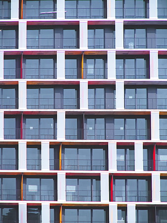 Modern Apartment Building Facade with Balcony Pattern