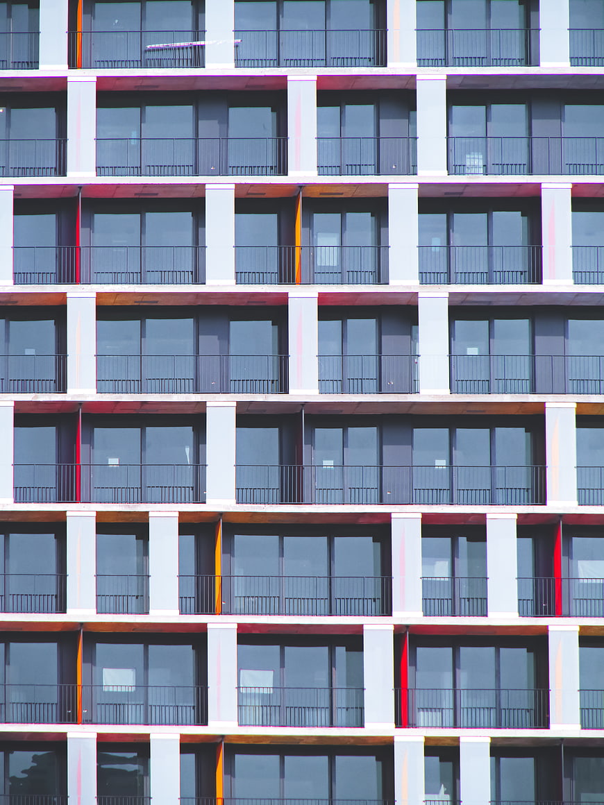 Modern Apartment Building Facade with Balcony Pattern