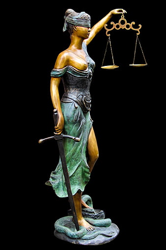 Bronze Lady Justice Statue with Scales and Sword