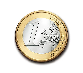 1 Euro Coin on White Background