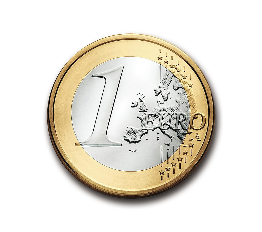 1 Euro Coin on White Background