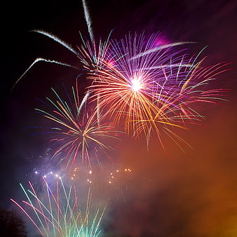 Colorful fireworks exploding in the night sky