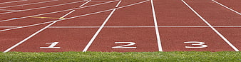 Red Tartan Running Track with White Lane Numbers